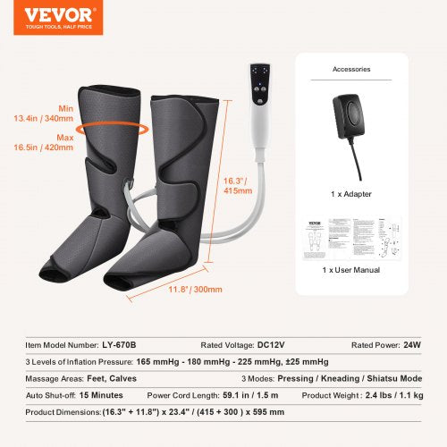 Leg Massager with Air Compression Foot and Calf Massager with 3 Modes 3