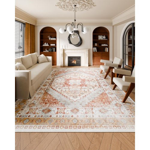 Area Rug 9 x 12 ft Large Washable Rug NonSlip and TearResistant Soft