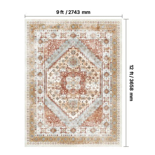 Area Rug 9 x 12 ft Large Washable Rug NonSlip and TearResistant Soft