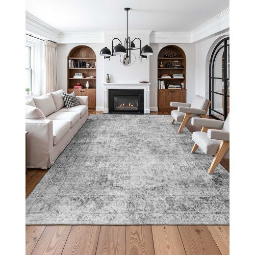 Area Rug 9 x 12 ft Large Washable Boho Rug NonSlip and TearResistant