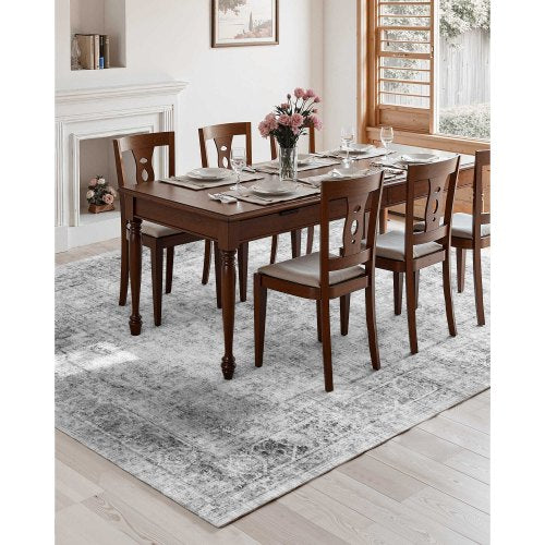 Area Rug 9 x 12 ft Large Washable Boho Rug NonSlip and TearResistant