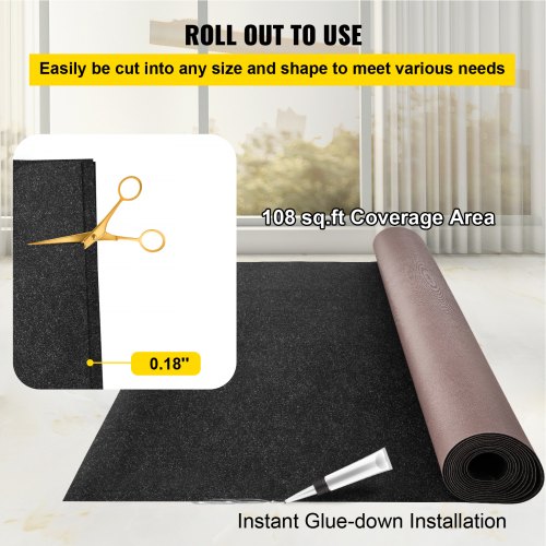 Boat Carpet 6 ft x 18 ft Marine Carpet for Boats Waterproof Black Indoor