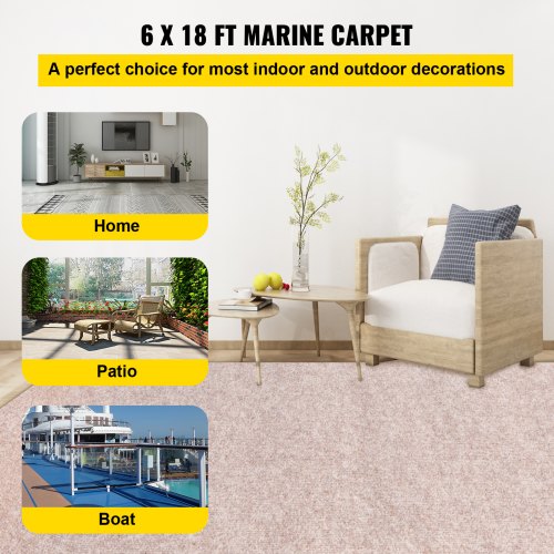 Boat Carpet 6 ft x 18 ft Marine Carpet for Boats Waterproof Light Brown