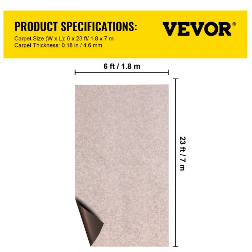 Boat Carpet 6 ft x 23 ft Marine Carpet for Boats Waterproof Light Brown