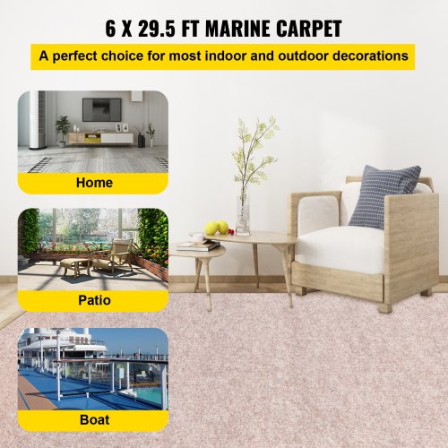 Boat Carpet 6 ft x 29.5 ft Marine Carpet for Boats Waterproof Light Brown