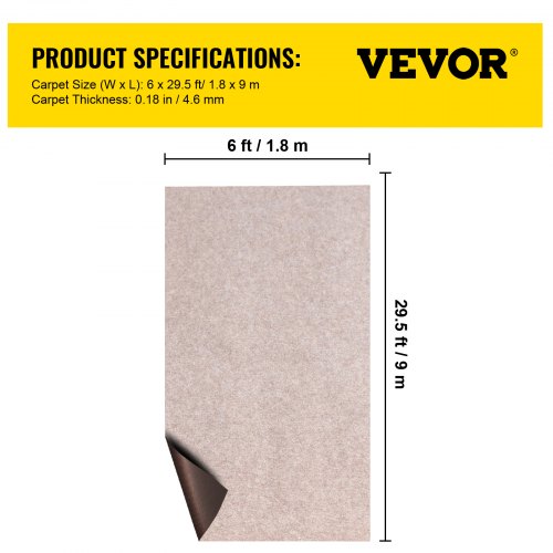 Boat Carpet 6 ft x 29.5 ft Marine Carpet for Boats Waterproof Light Brown