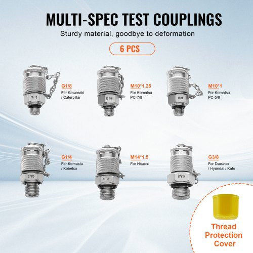 Hydraulic Pressure Test Kit 250400600bar 3 Gauges 6 Test Couplings 3