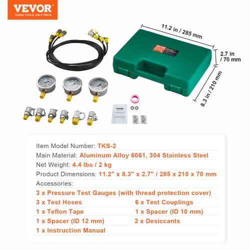 Hydraulic Pressure Test Kit 250400600bar 3 Gauges 6 Test Couplings 3