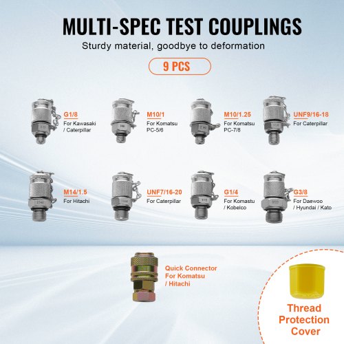Hydraulic Pressure Test Kit 250400600bar 3 Gauges 9 Test Couplings 3