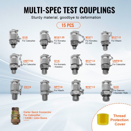 Hydraulic Pressure Test Kit 10100250400600bar 5 Gauges 13 Couplings 14