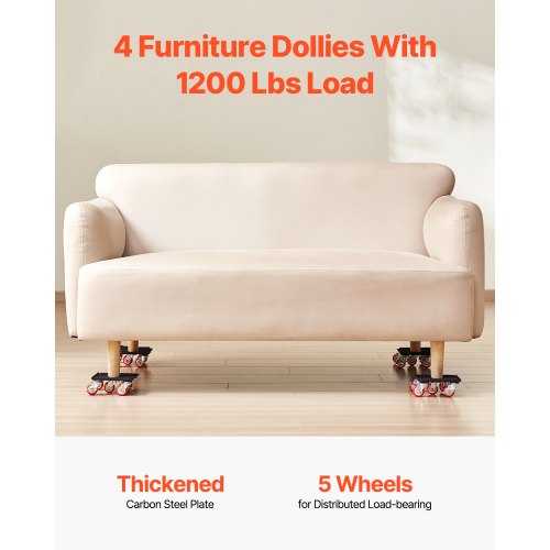 Furniture Dolly Maximum Load 1200 lbs Heavy Duty Furniture Movers with 5