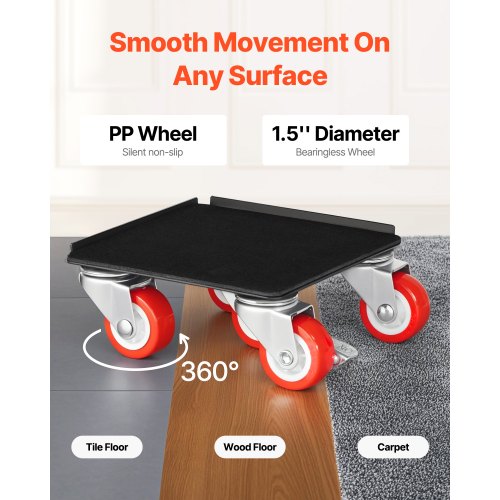 Furniture Dolly Maximum Load 1200 lbs Heavy Duty Furniture Movers with 5