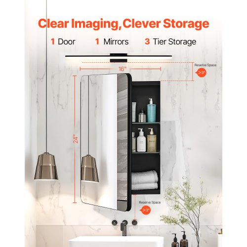 Medicine Cabinet 16 x 24 inch Medicine Cabinet for Bathroom with Mirror