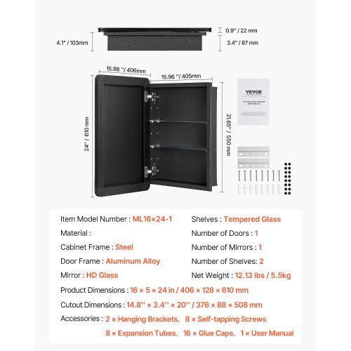 Medicine Cabinet 16 x 24 inch Medicine Cabinet for Bathroom with Mirror