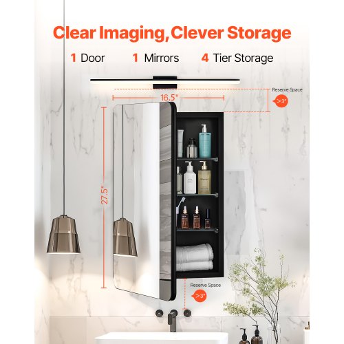 Medicine Cabinet 165 x 27.5 inch Medicine Cabinet for Bathroom with Mirror