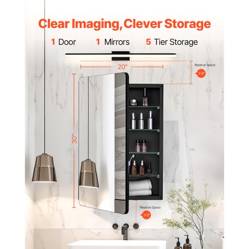 Medicine Cabinet 20 x 30 inch Medicine Cabinet for Bathroom with Mirror