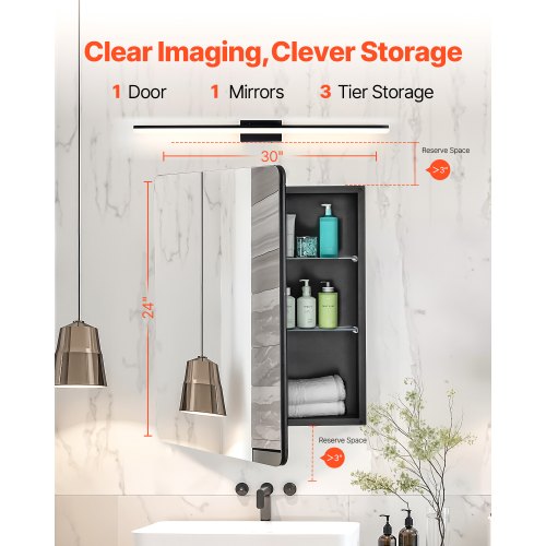 Medicine Cabinet 24 x 30 inch Medicine Cabinet for Bathroom with Mirror