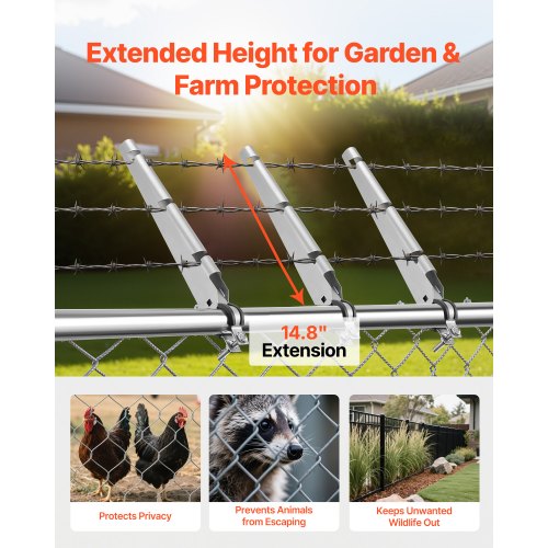Barbed Wire Arm 10 Packs 14.8 in Fence Post Extender for 13 to 15 Chain