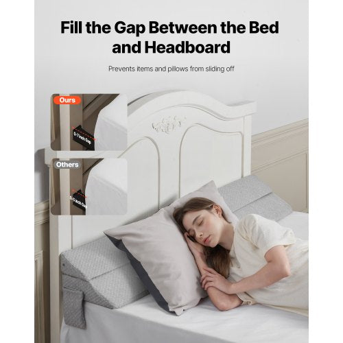 Bed Wedge Pillow for Headboard Queen Size 60x10x6 Bed Gap Filler Fill