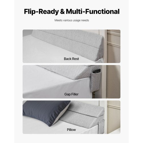Bed Wedge Pillow for Headboard Queen Size 60x10x6 Bed Gap Filler Fill