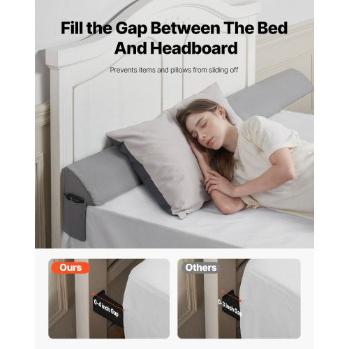 Bed Wedge Pillow for Headboard King Size 76x6x45 Bed Gap Filler Fill