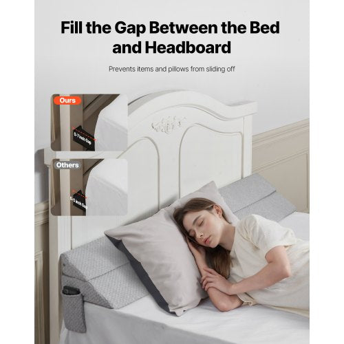 Bed Wedge Pillow for Headboard King Size 76x10x6 Bed Gap Filler Fill