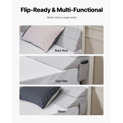 Bed Wedge Pillow for Headboard King Size 76x10x6 Bed Gap Filler Fill