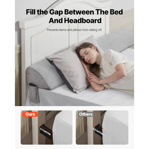 Bed Wedge Pillow for Headboard King Size 76x10x6 Bed Gap Filler Fill