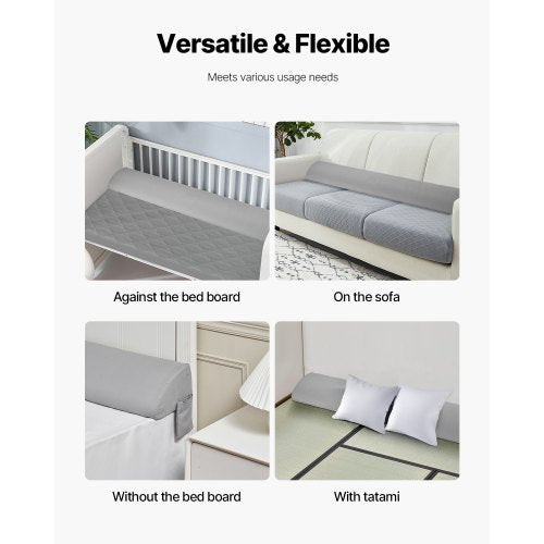 Bed Wedge Pillow for Headboard King Size 76x8x6 Bed Gap Filler Fill