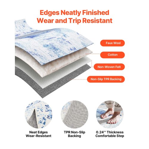 Area Rug 5 x 7 ft Large Washable Rug NonSlip and TearResistant Soft