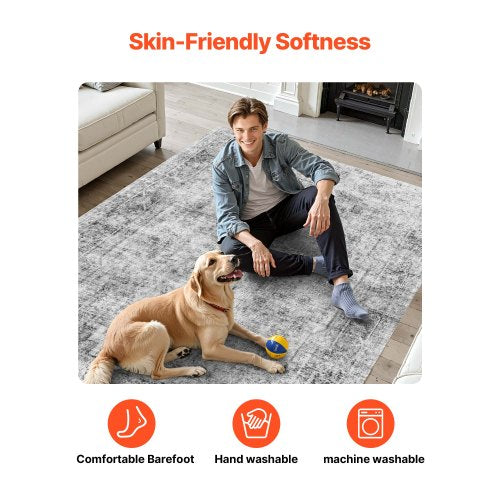 Area Rug 6 x 9 ft Large Washable Boho Rug NonSlip and TearResistant Soft