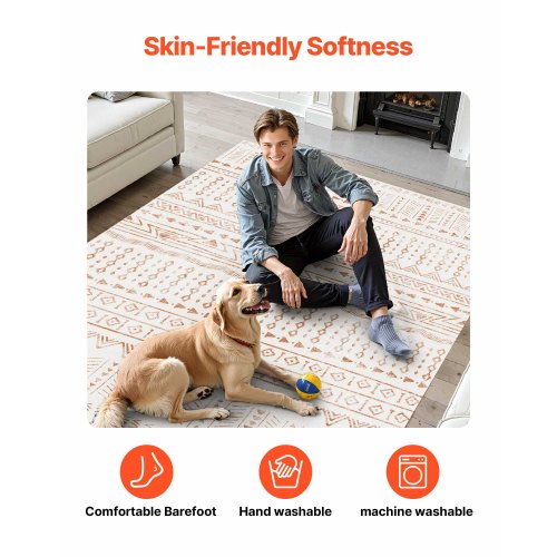 Area Rug 6 x 9 ft Large Washable Rug NonSlip and TearResistant Soft 1