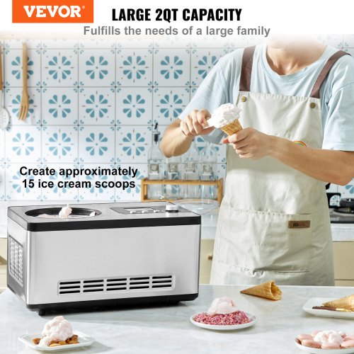 Automatic Ice Cream Maker with Builtin Compressor 2 Quart No Prefreezing