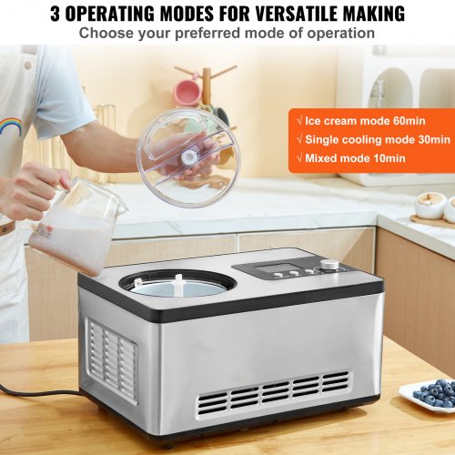 Automatic Ice Cream Maker with Builtin Compressor 2 Quart No Prefreezing