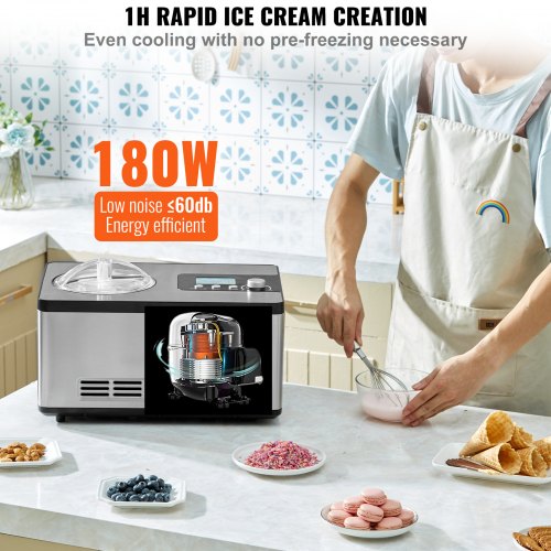 Automatic Ice Cream Maker with Builtin Compressor 2 Quart No Prefreezing