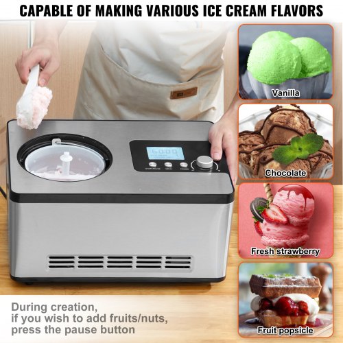 Automatic Ice Cream Maker with Builtin Compressor 2 Quart No Prefreezing