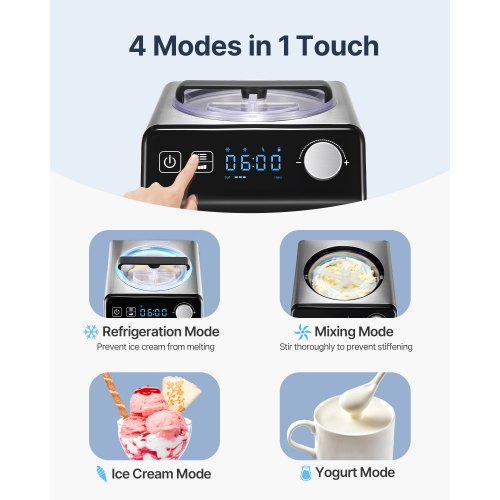 Upright Automatic Ice Cream Maker with Builtin Compressor 2 Quart No