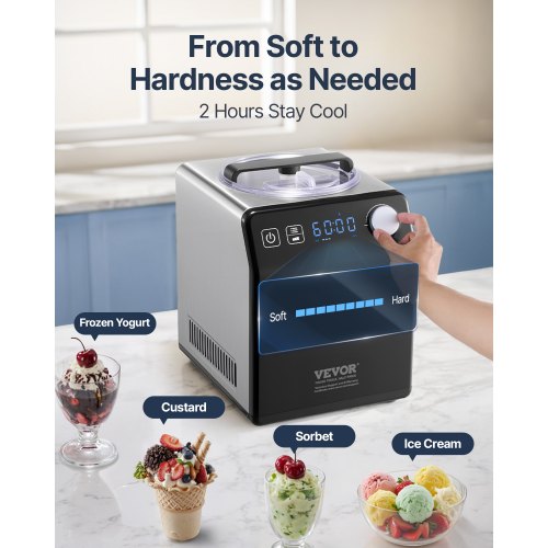 Upright Automatic Ice Cream Maker with Builtin Compressor 2 Quart No