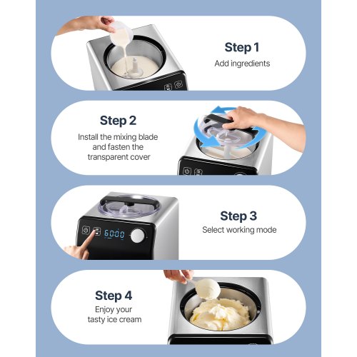 Upright Automatic Ice Cream Maker with Builtin Compressor 2 Quart No
