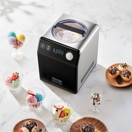 Upright Automatic Ice Cream Maker with Builtin Compressor 2 Quart No