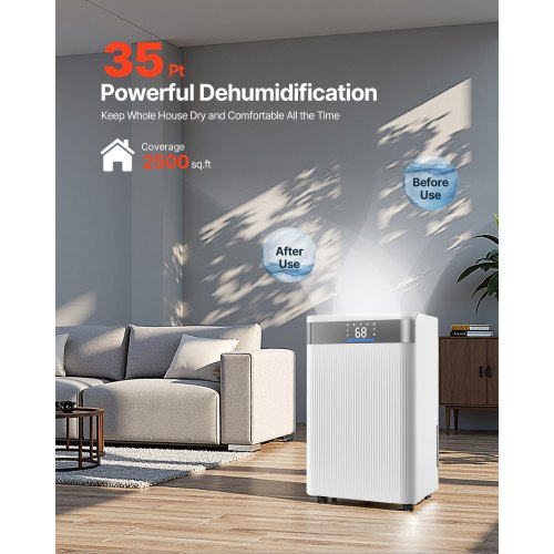 35 Pints Dehumidifier for Home Basement Drain Hose for Commercial