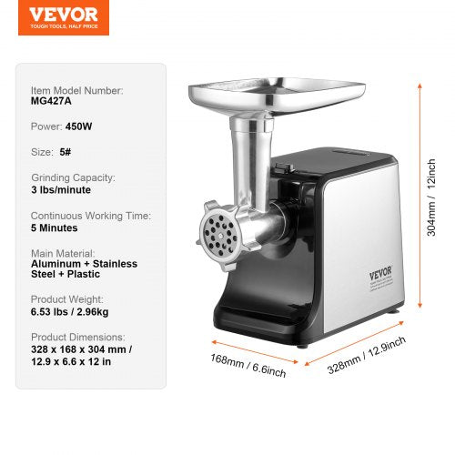 Meat Grinder 3 LbsMin Capacity Electric Meat Grinders with Blade Grinding