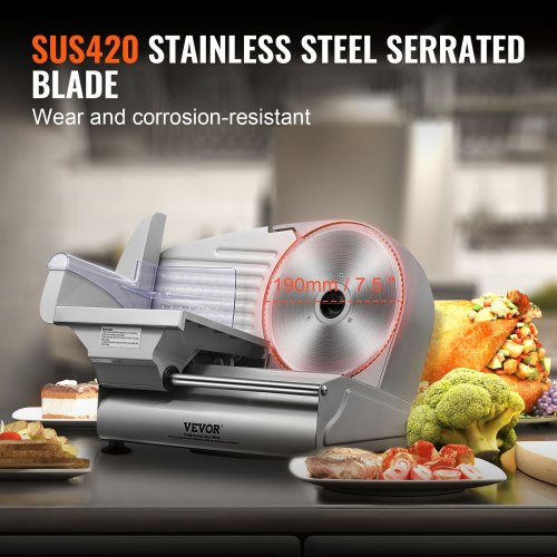 Meat Slicer 7.5 inch Electric Deli Food Slicer 180W Meat Cutter with a Premium