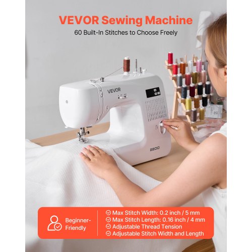 Computerized Sewing Machine 60 Stitch Applications with LED Screen Foot