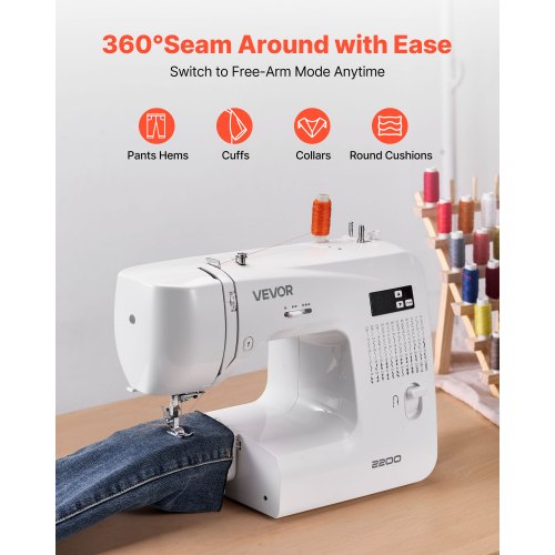 Computerized Sewing Machine 60 Stitch Applications with LED Screen Foot