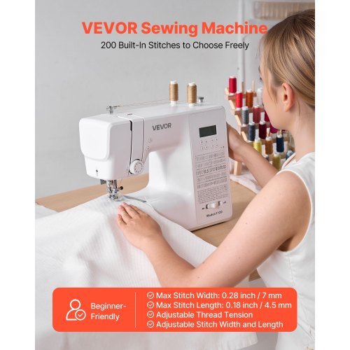 Computerized Sewing Machine 200 Stitch Applications with LCD Screen Foot