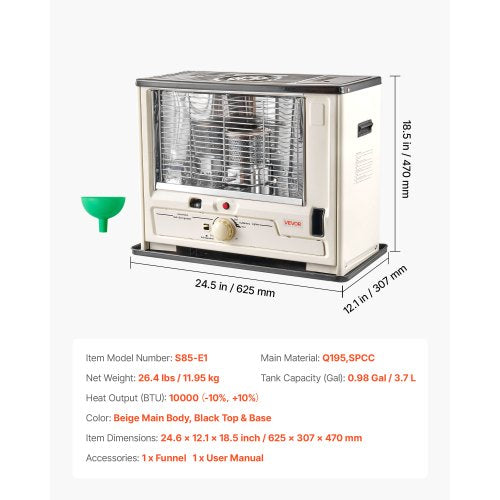 10000 BTU Indoor Outdoor Kerosene Heater Portable Space Heater with Auto