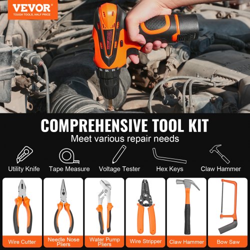 Tool Kit 146 Piece General Household Hand Tool Set with Electric Drill
