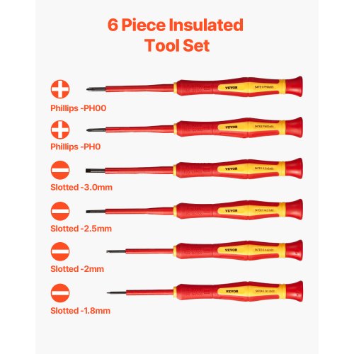 Insulated Screwdriver Set 6Piece Professional Electrical Screwdriver Set