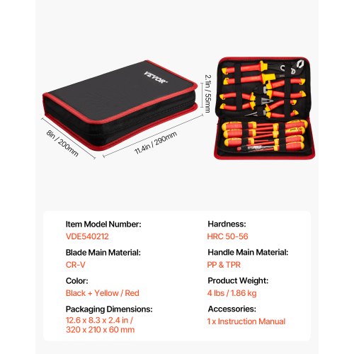Insulated Screwdriver Set 12Piece Professional Electrical Screwdriver Set